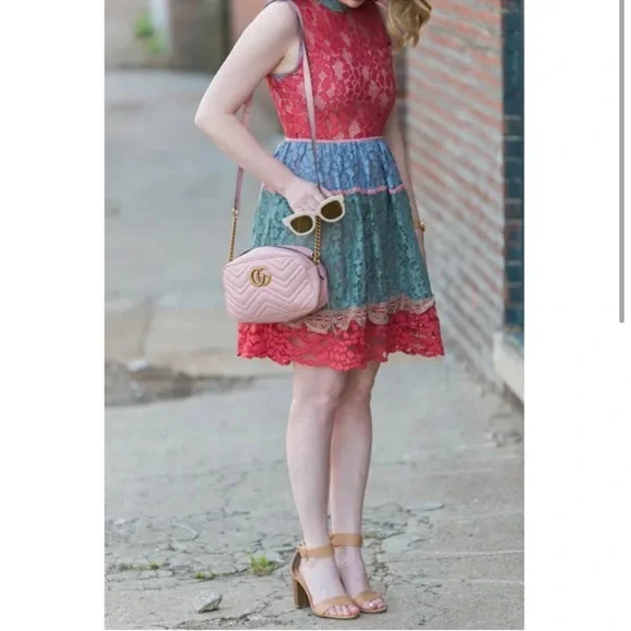 Alexis Dresses | Alexis Rainbow Lace Vadette Midi Dress S Small | Color: Blue/Pink | Size: S | 34beard's Closet